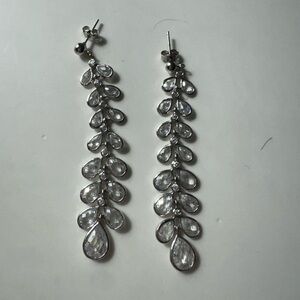 Elegant Silver Drop Earrings - CZ